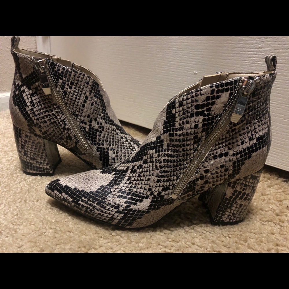 Snakeskin booties